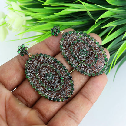 Victorian Stylish Chrome Diopside Gemstone Earring