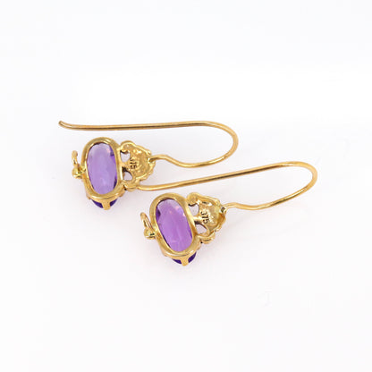 Faceted Amethyst Gemstone Earring Gold
