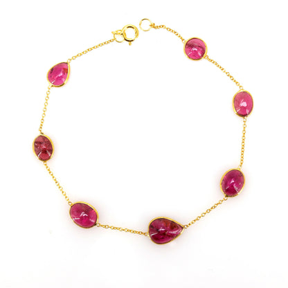 Pink Tourmaline Bracelet 14K Gold