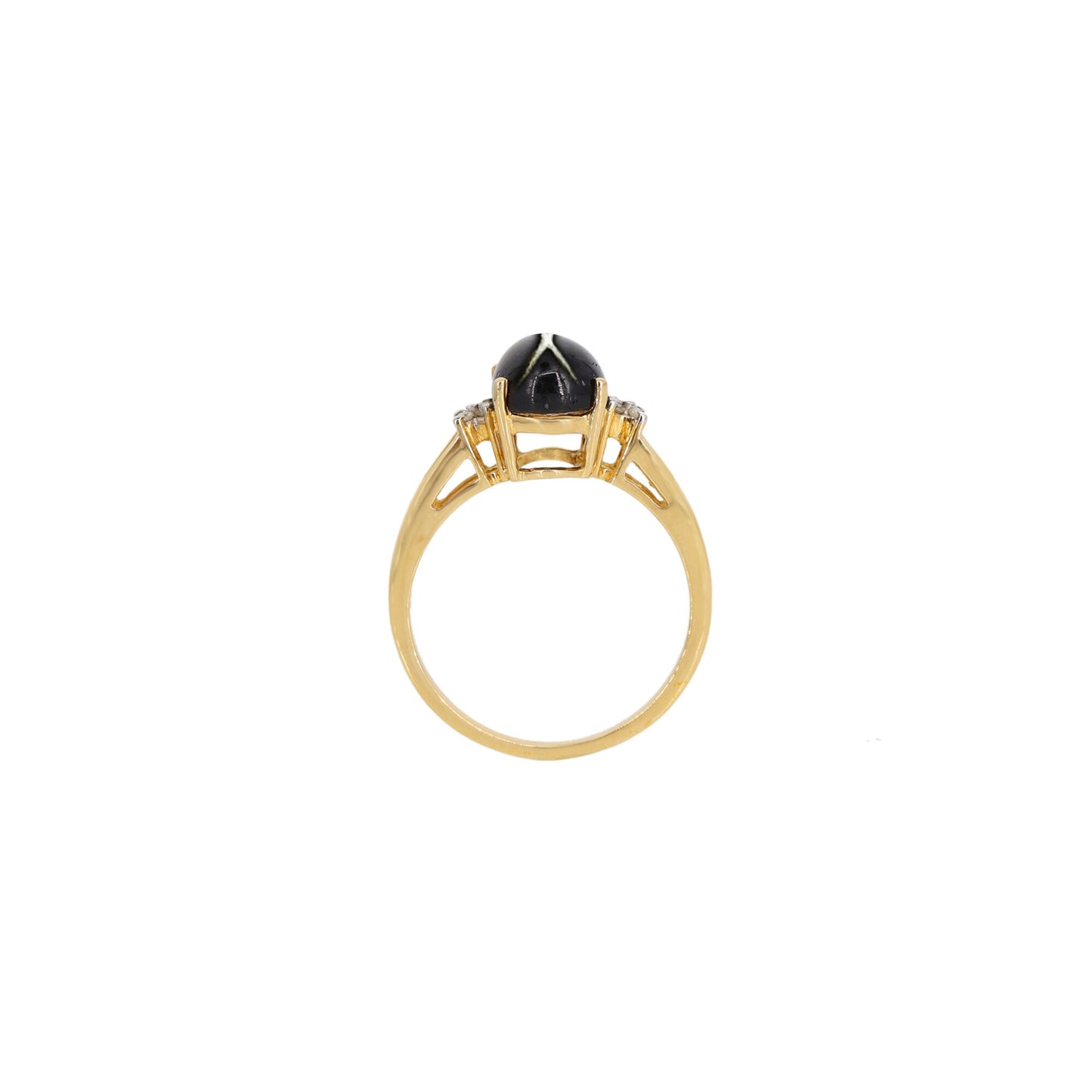 Yellow Black Star Ring 14K Gold