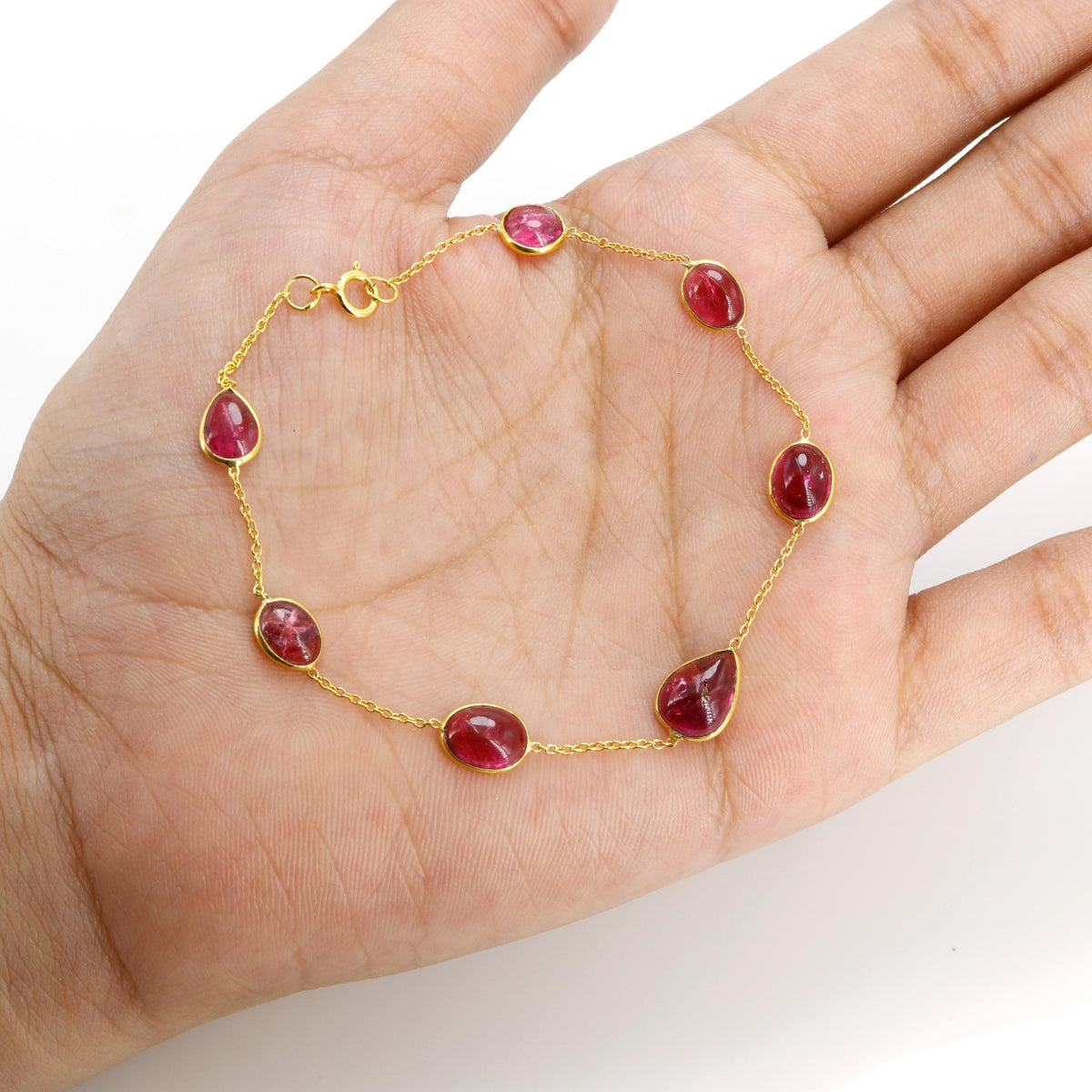 Pink Tourmaline Bracelet 14K Gold