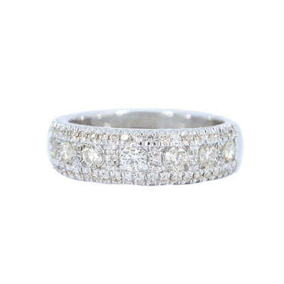 Half Eternity White Band Real Ring 18K Gold