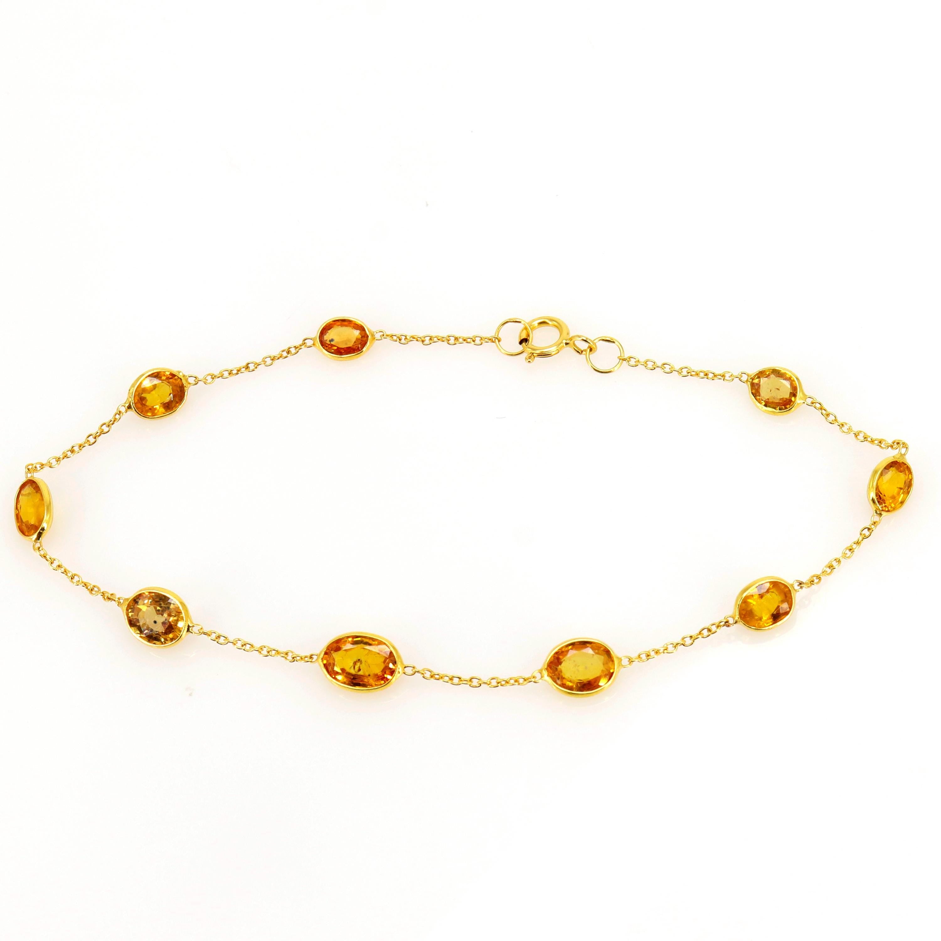 Yellow Sapphire Yellow Sapphire Handmade Bracelet 14K Gold