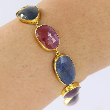 Multi Color Sapphire Gemstone Bracelet Gold