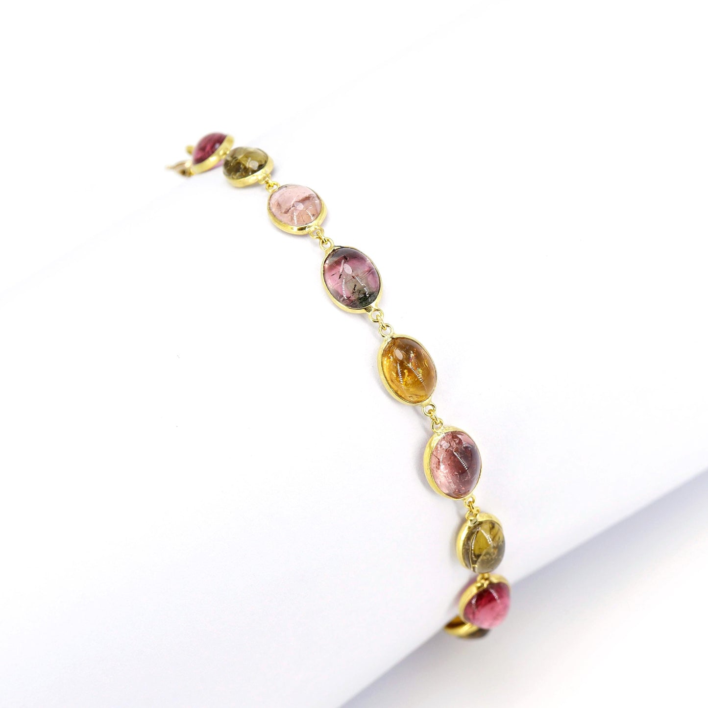 Yellow Beautiful Multi Tourmaline Bracelet 14K Gold