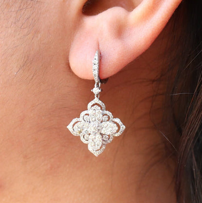 Genuine White Wedding Earring 18K Gold
