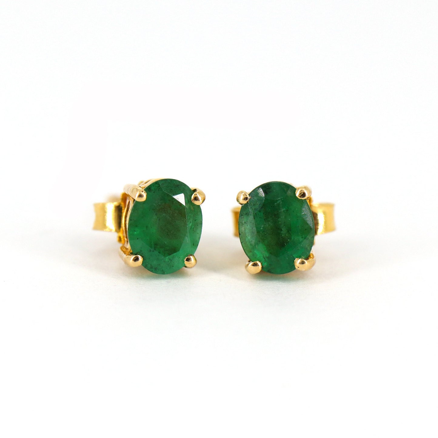 Emerald Stud Earring 14K Gold