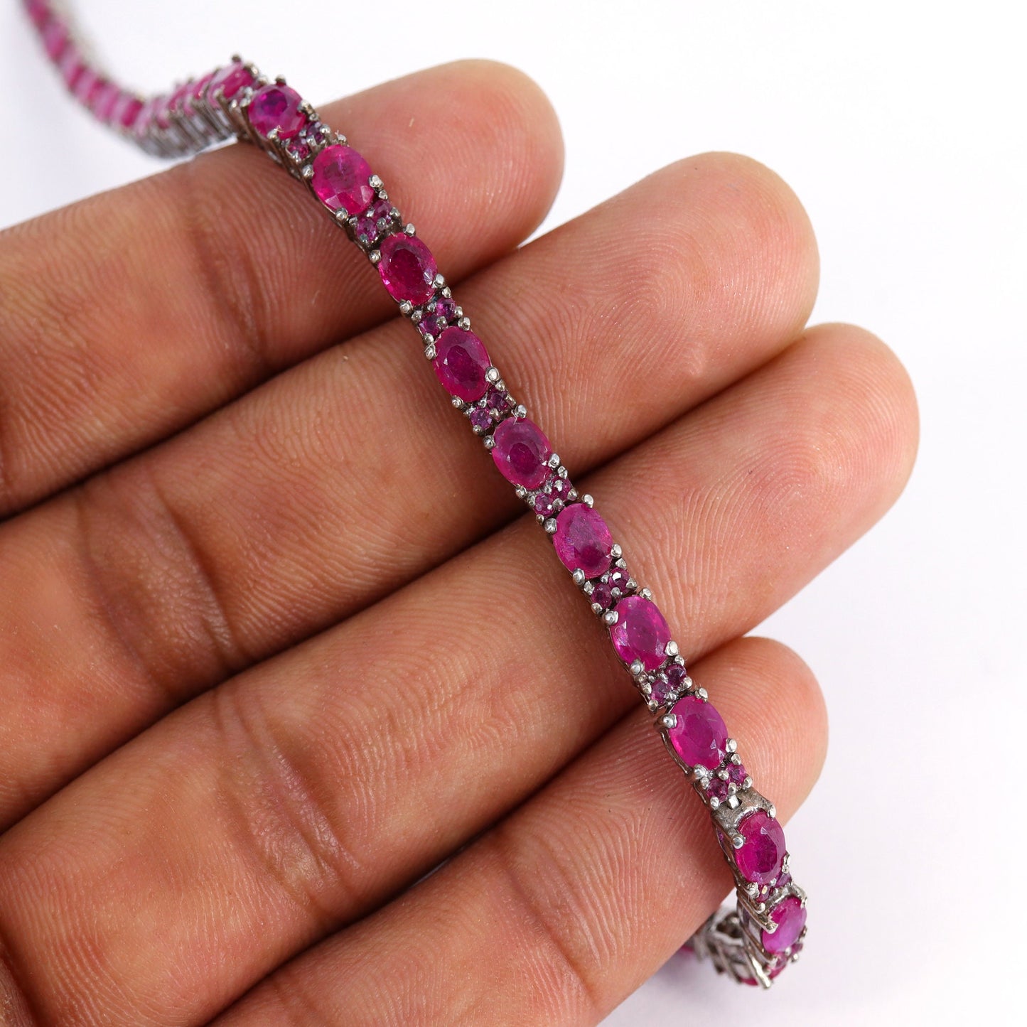 Ruby Gemstone Bracelet Silver