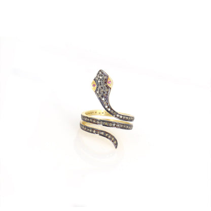 Snake Shape Pave Ring Gold