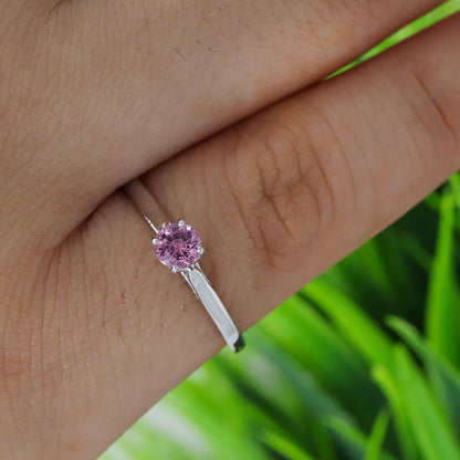 Dainty Pink Sapphire Ring Silver