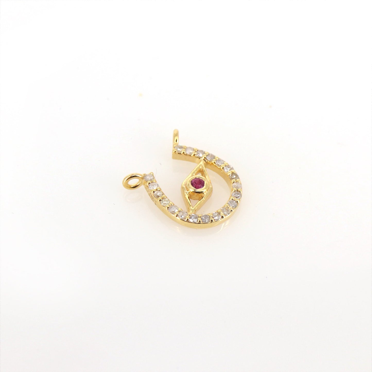 10X11Mm Horseshoe Charm Horseshoe Charm Ruby Evil Eye Horseshoe Charm Bracelet 14K Gold