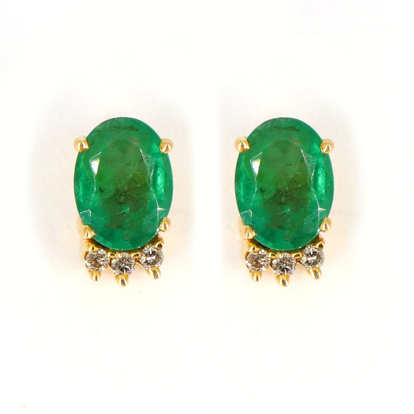 Oval Cut Emerald & Earring 14K Gold