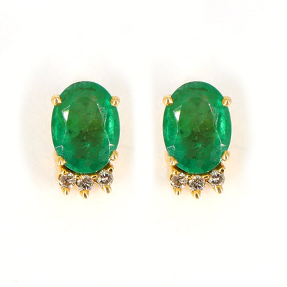 Oval Cut Emerald & Earring 14K Gold