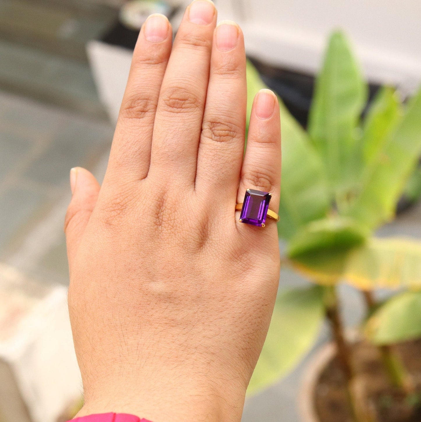 Stunning Handmade Amethyst Ring 18K Gold
