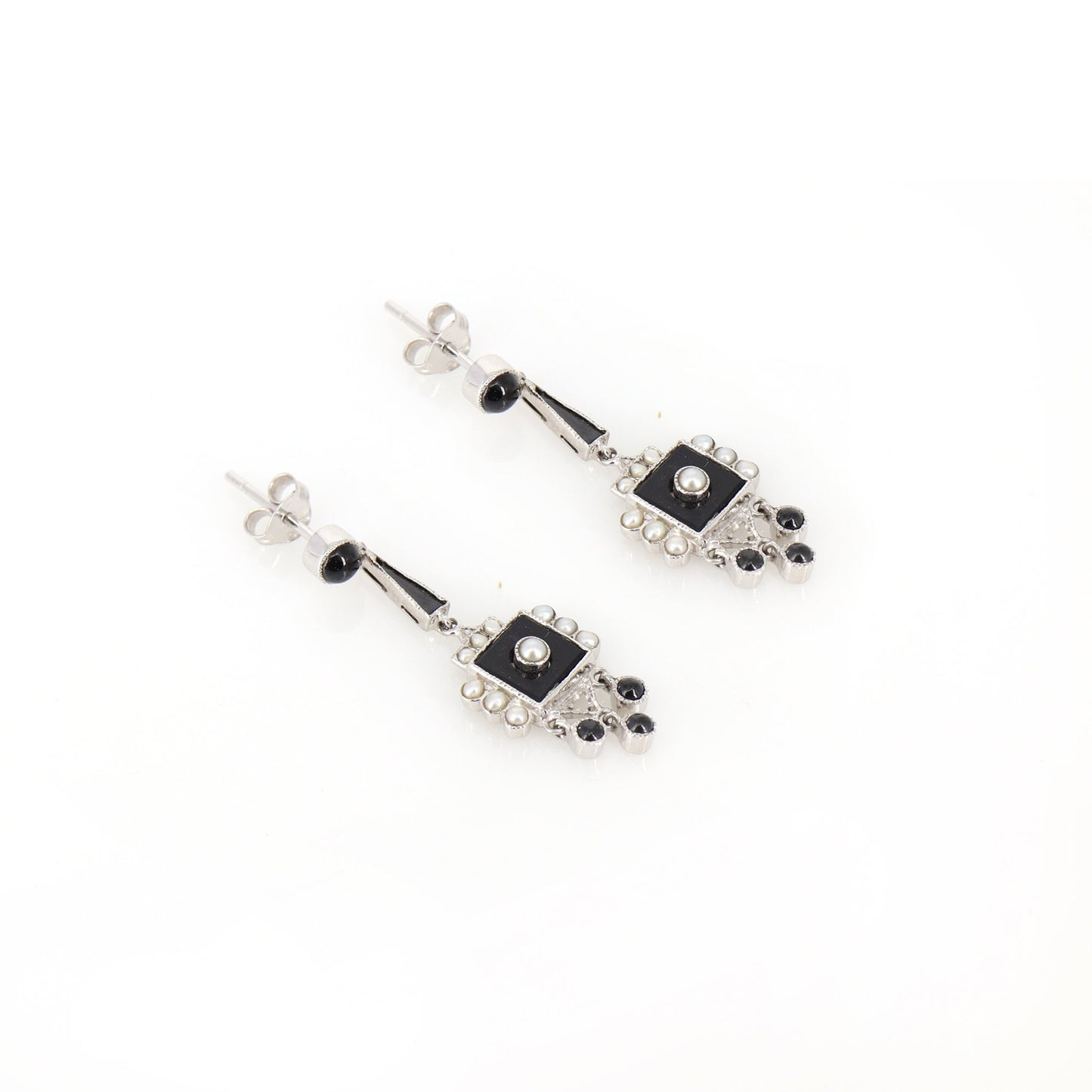 Black Onyx Pearl Earring Gold