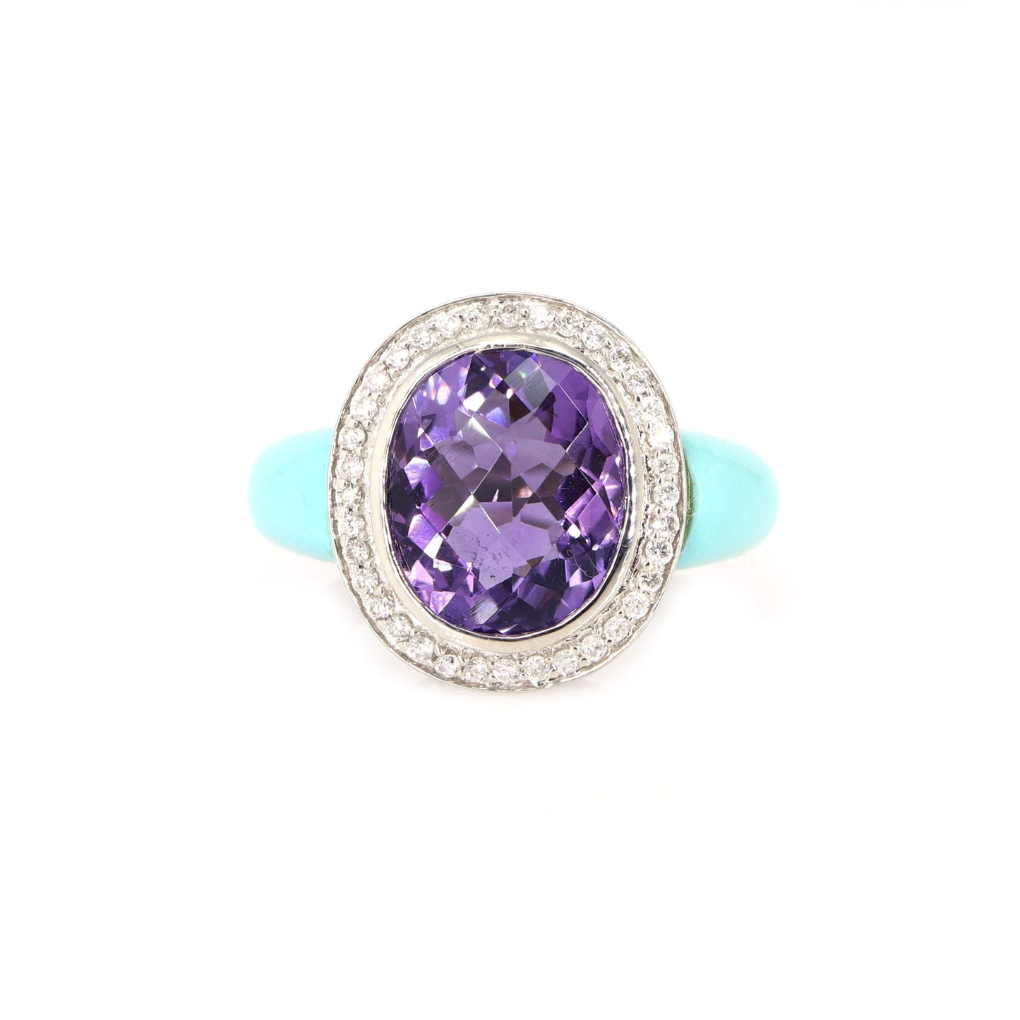 Vintage Style Amethyst Engagement Ring 18K Gold