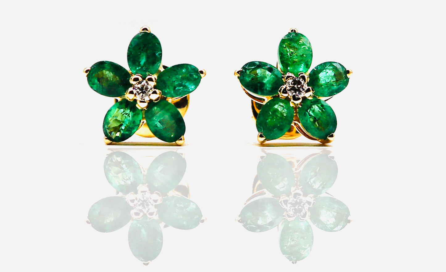 Yellow Emerald Stud Earring 14K Gold