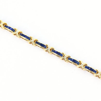Yellow Blue Sapphire & Bracelet 14K Gold