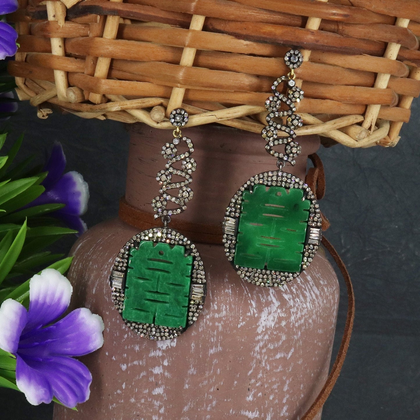 Green Jade Earring
