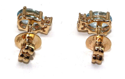 Aquamarine Stud Earring 14K Gold