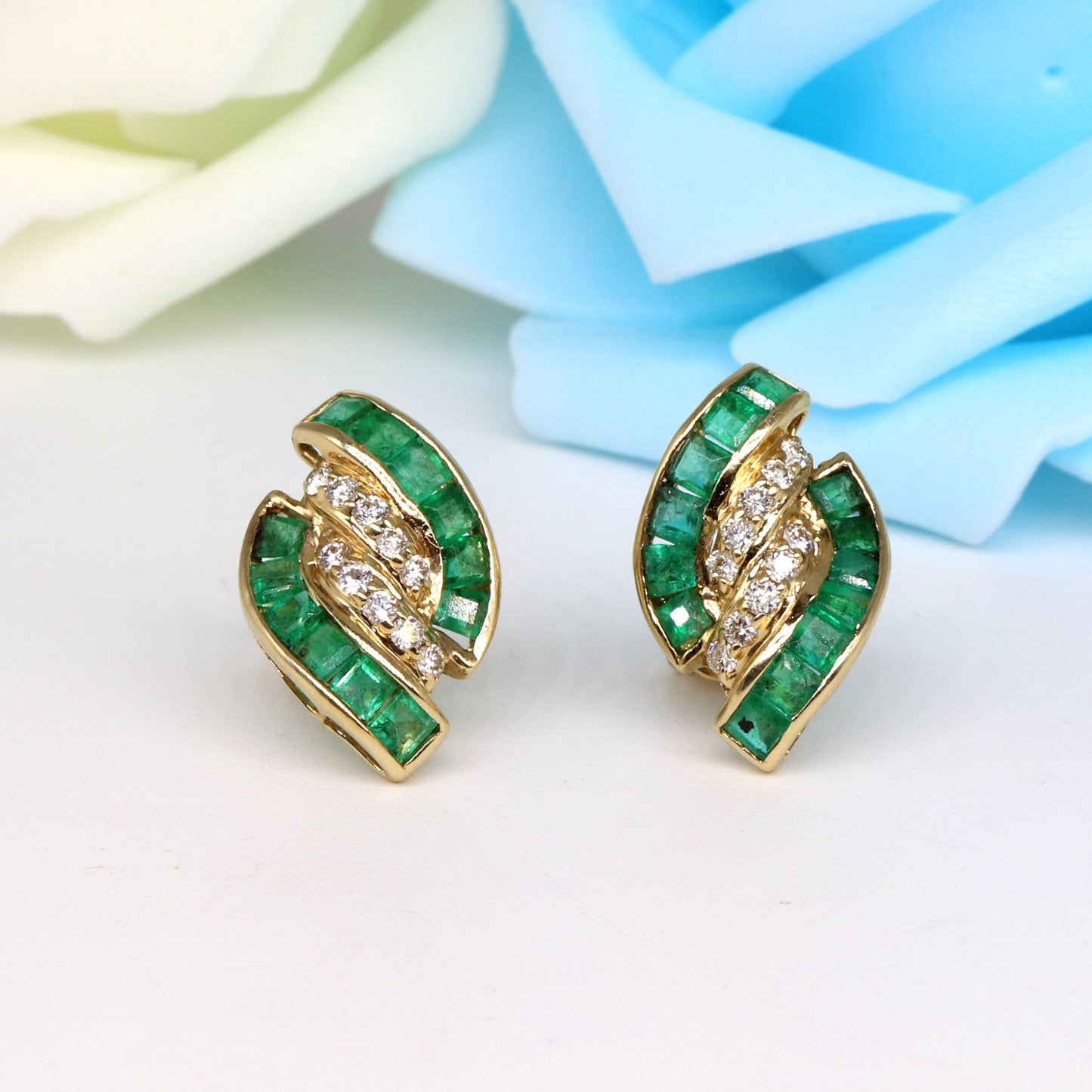 Emerald Stud Earring 14K Gold