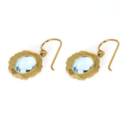 Rare Vintage Blue Topaz Jewel Drop Earring Gold