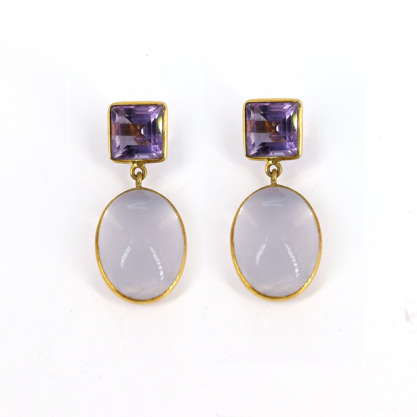 Amethyst & Rose Quartz Earring 18K Gold