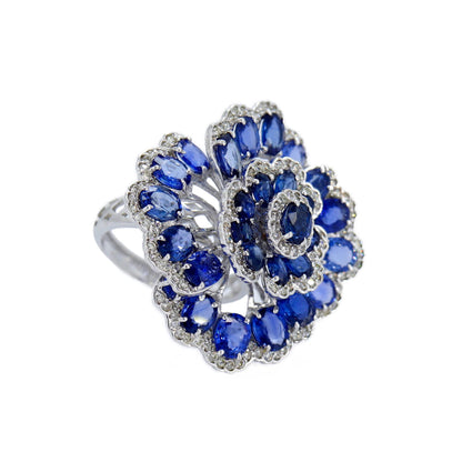 Statement Blue Sapphire Ring 14K Gold