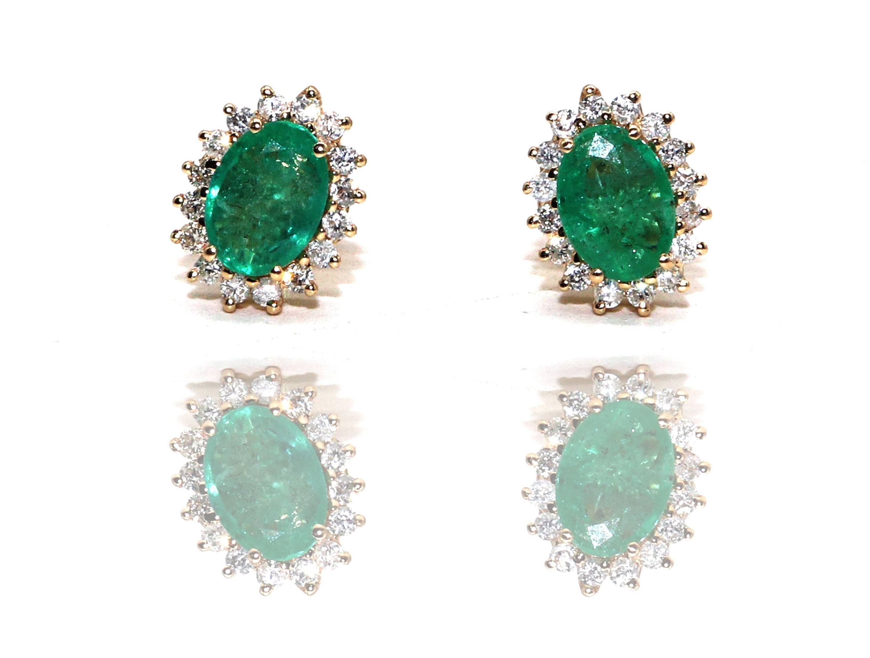 Emerald Cluster Earring 14K Gold