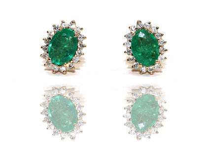 Emerald Cluster Earring 14K Gold