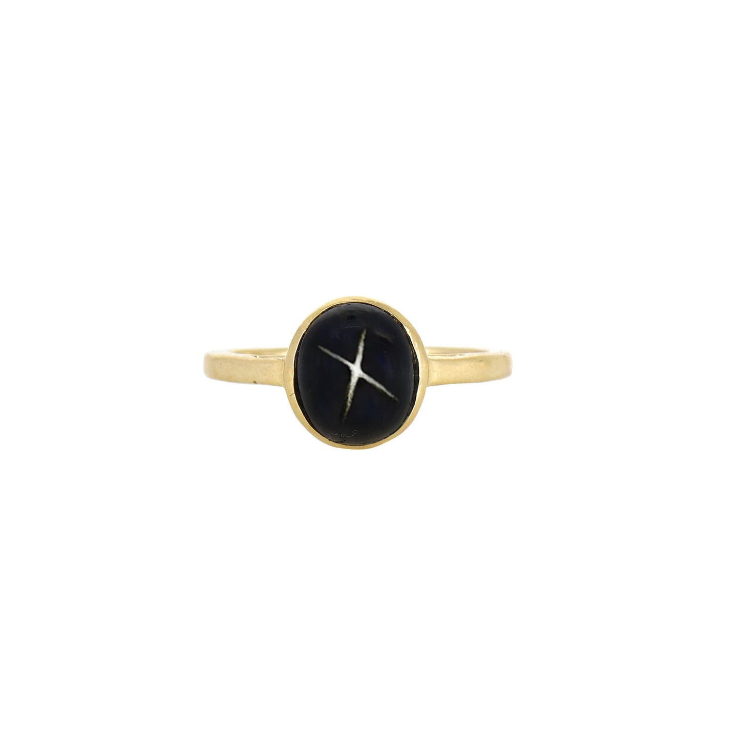 Solitaire Black Star Bezel Ring 14K Gold