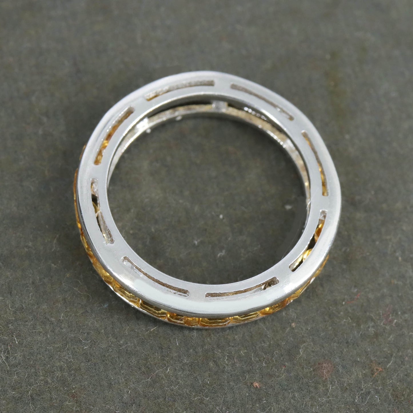 Full Eternity Band 925 Sterling Citrine Stackable Band Ring Silver
