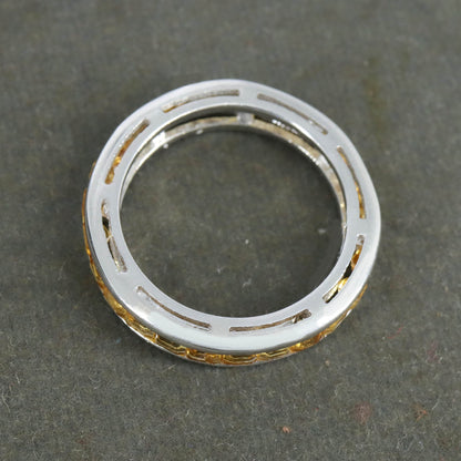 Full Eternity Band 925 Sterling Citrine Stackable Band Ring Silver