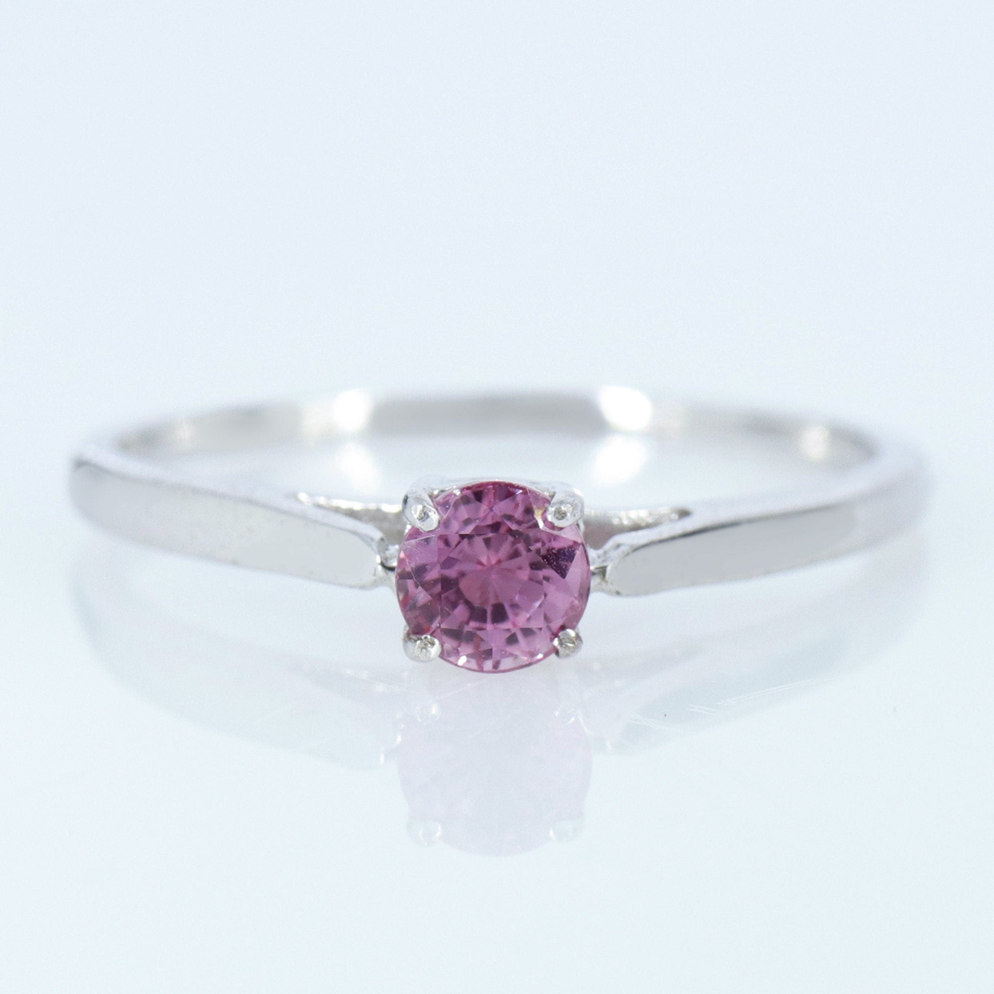 Dainty Pink Sapphire Ring Silver