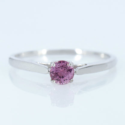 Dainty Pink Sapphire Ring Silver