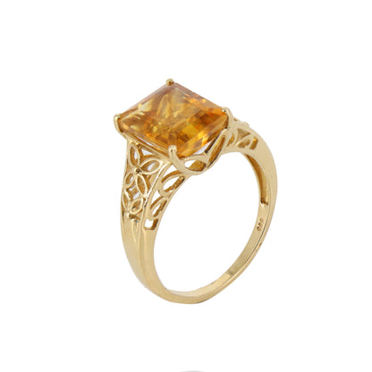Yellow Filigree Citrine Ring 14K Gold