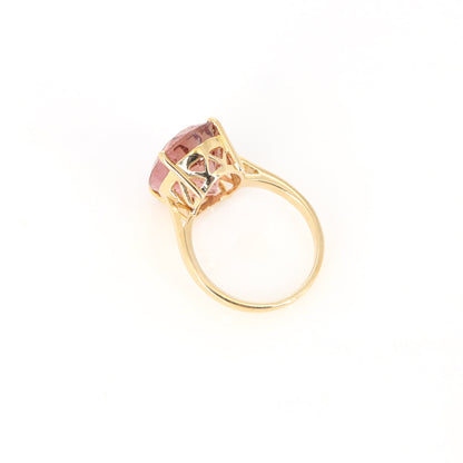 Pink Tourmaline Classic Cocktail Ring 14K Gold