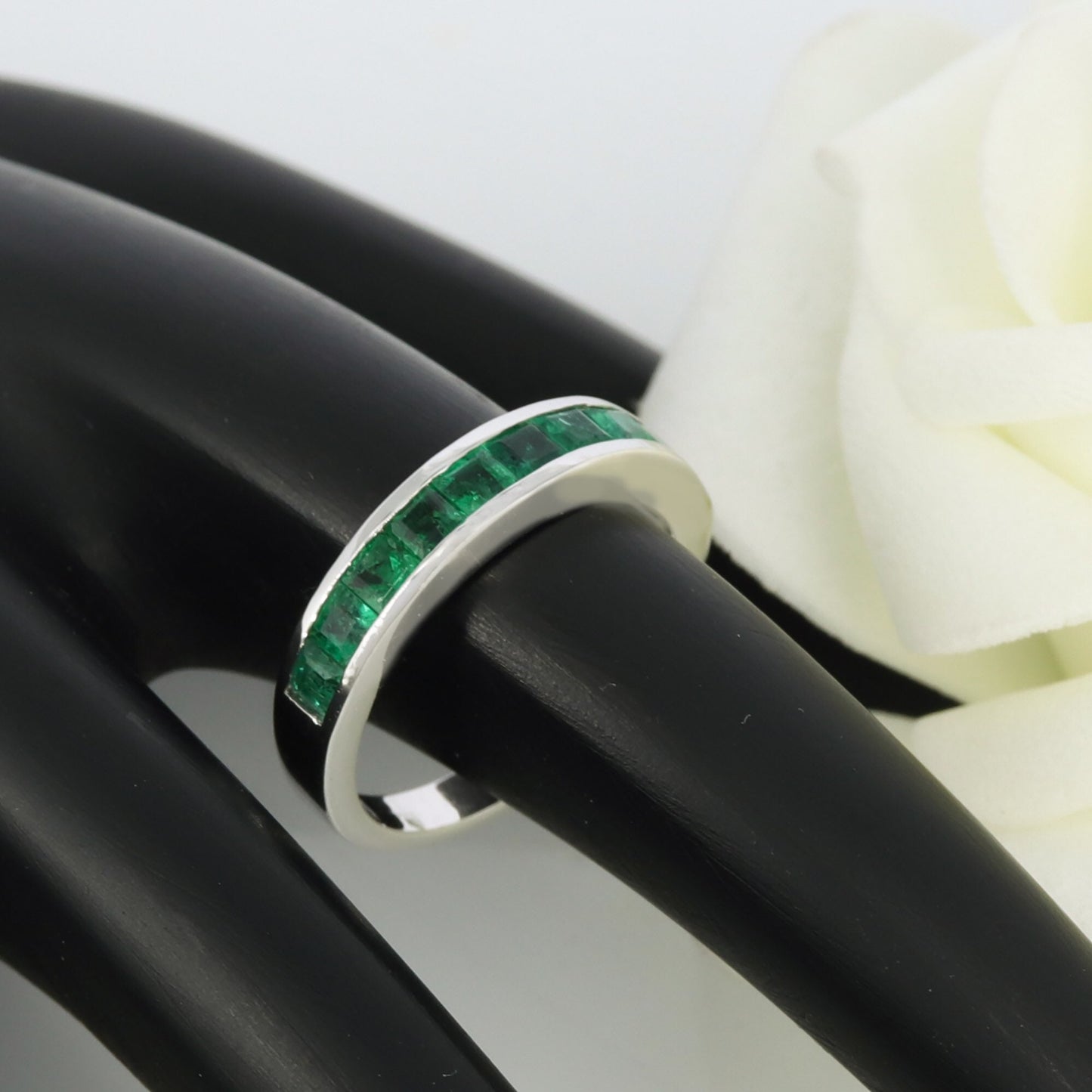 White Emerald Eternity Ring 14K Gold