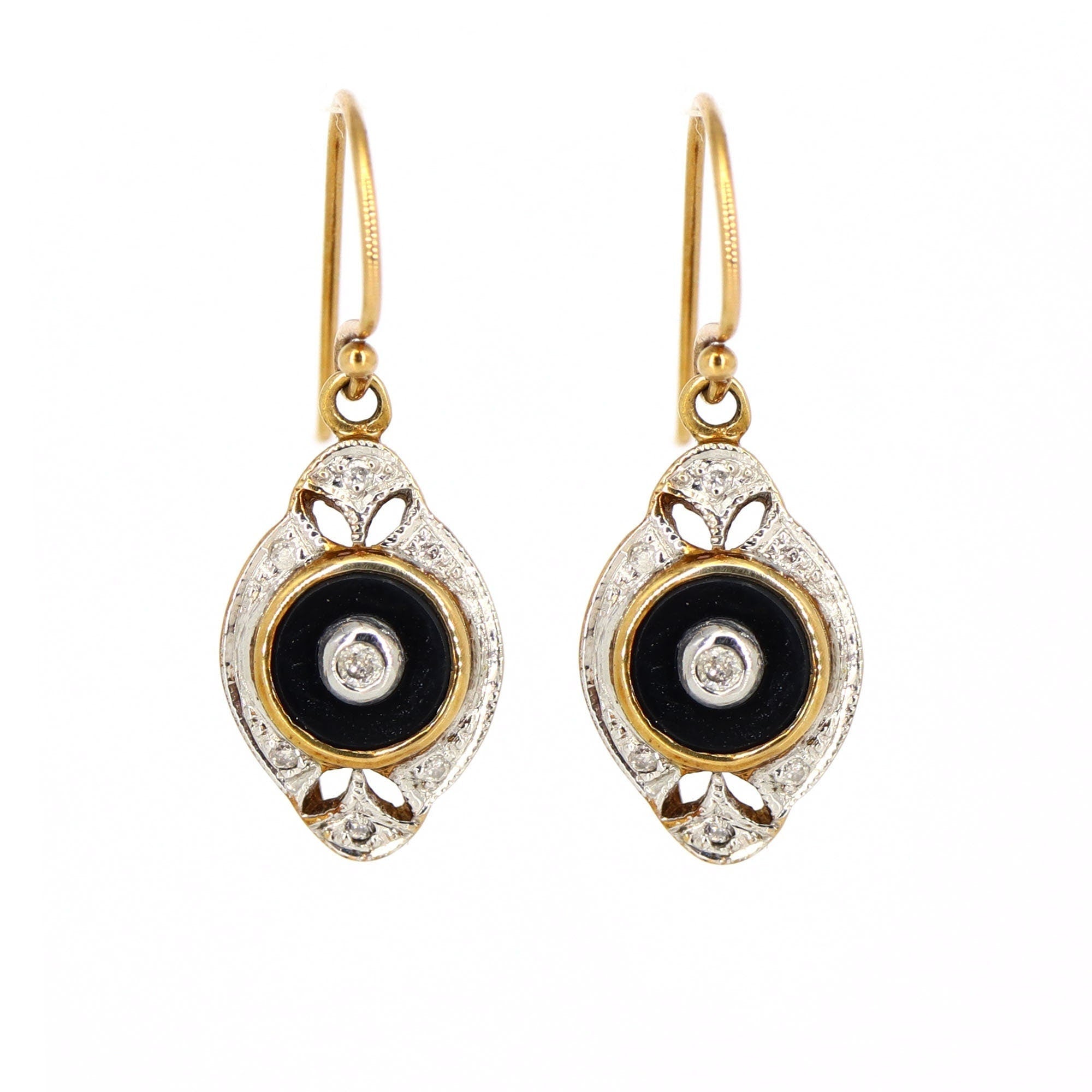 Black Onyx Dangle Earring Gold