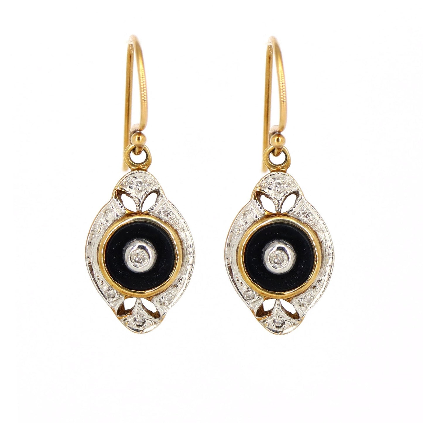 Black Onyx Dangle Earring Gold