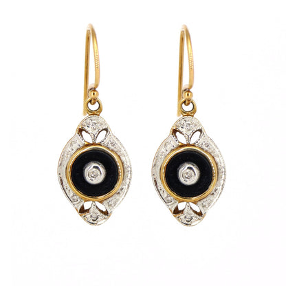Black Onyx Dangle Earring Gold