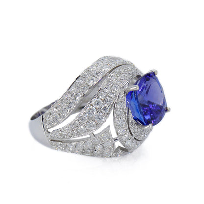 Royal Blue Tanzanite Ring 18K Gold