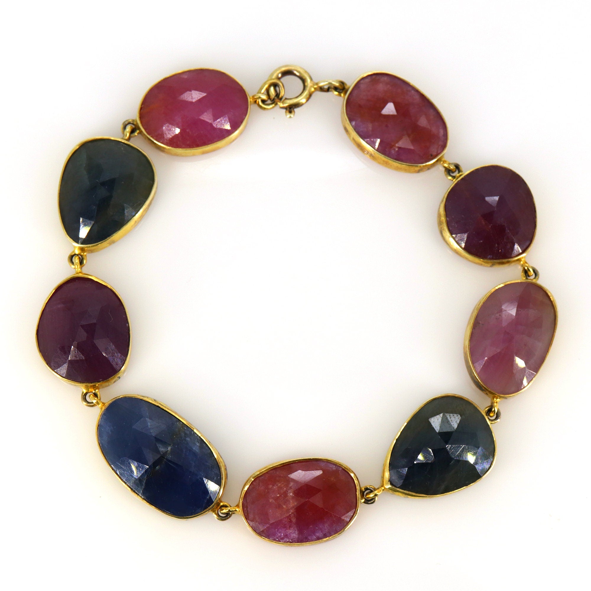 Multi Color Sapphire Gemstone Bracelet Gold