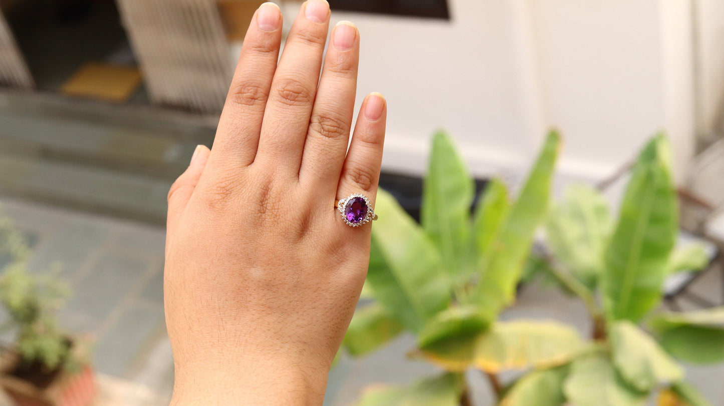 Unique Amethyst Ring 14K Gold