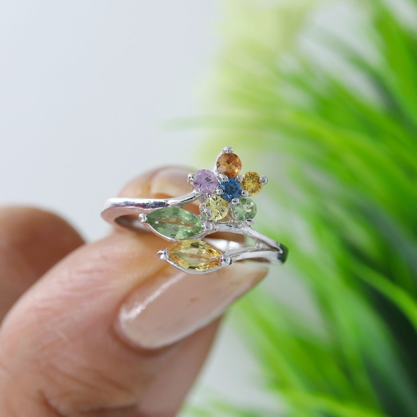 Classic Multi Sapphire Ring Silver