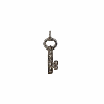 Pave Key Charm 925 Sterling Pave Key Charm Pendant Silver