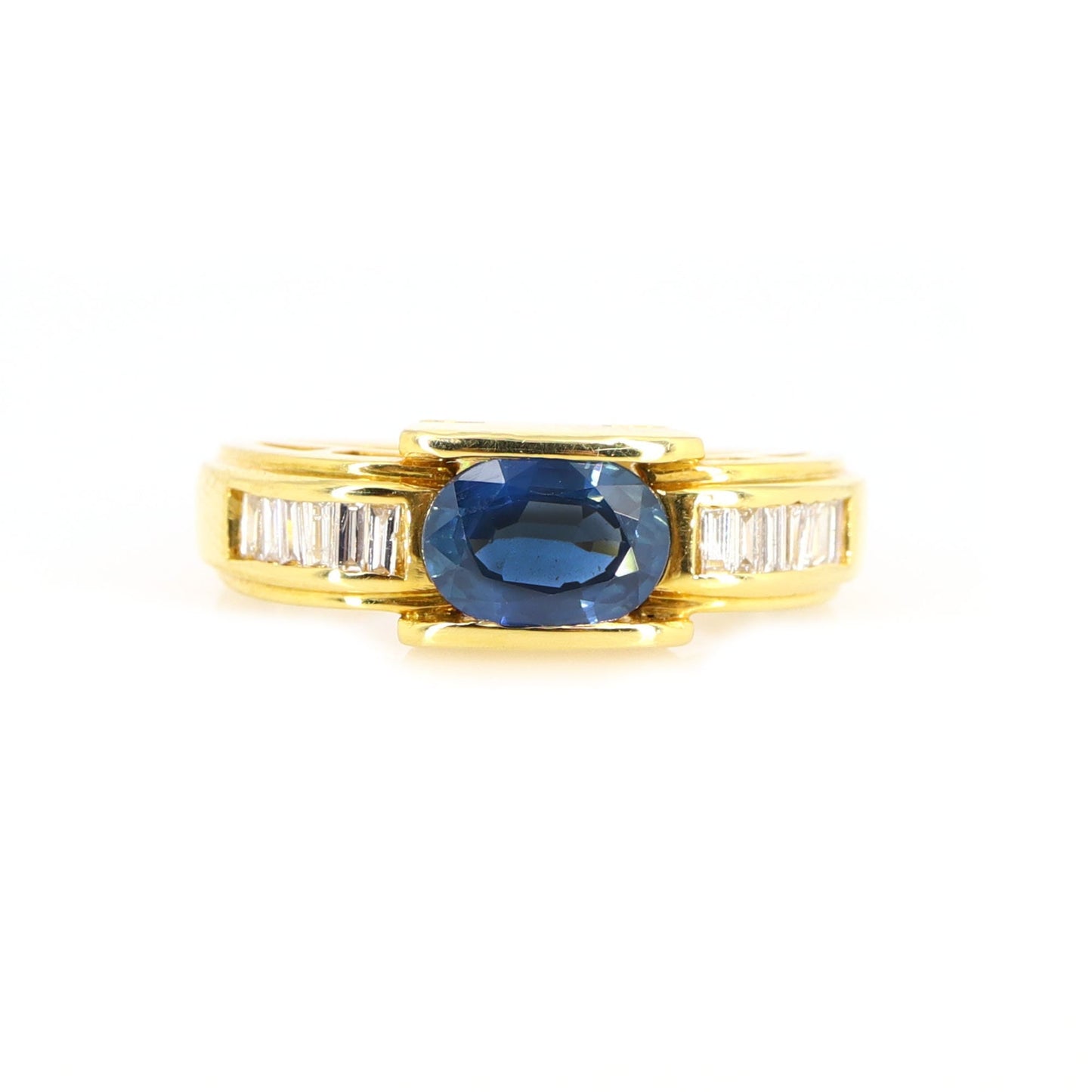 Natural Diamond & Blue Sapphire Men'S Ring 18K Gold