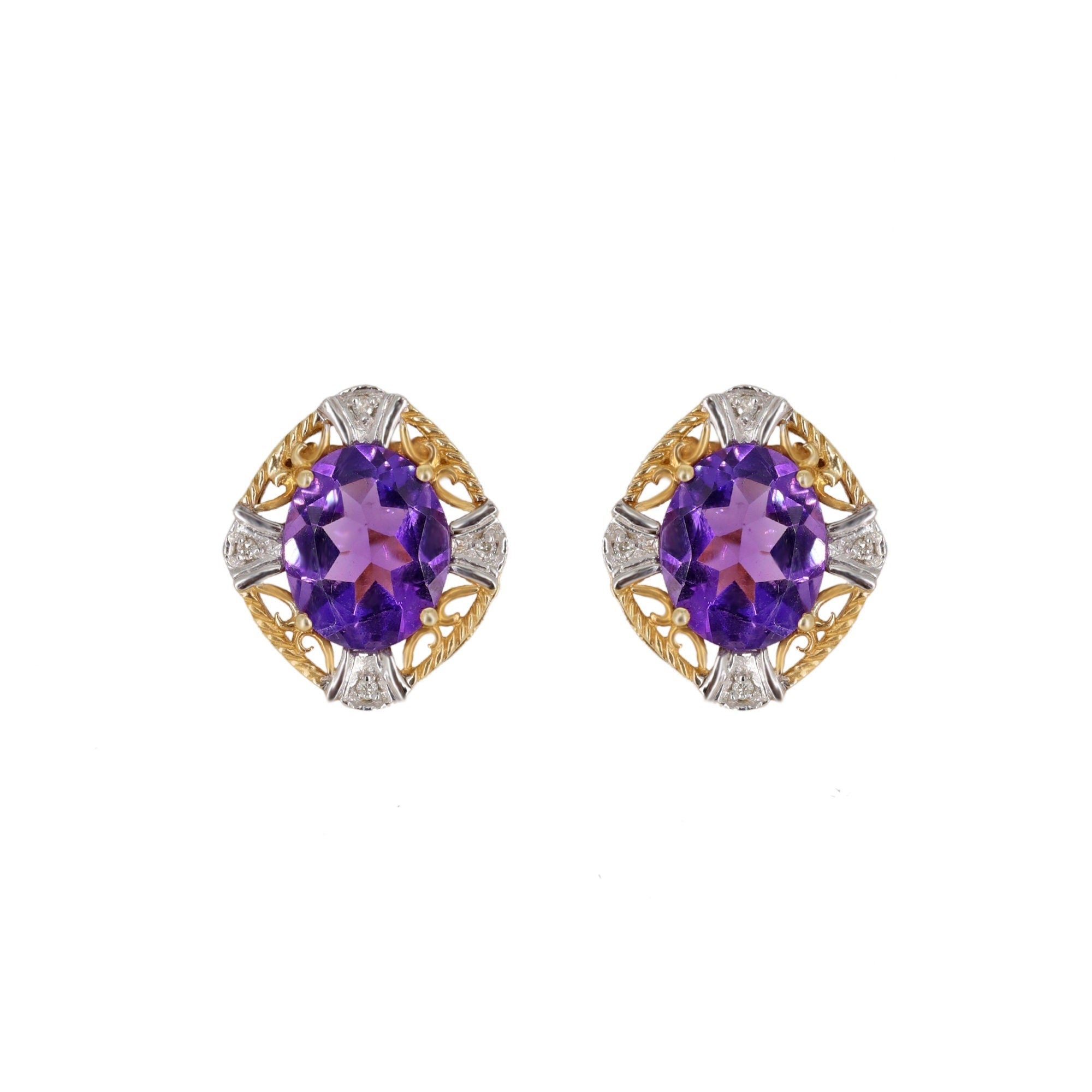 Amethyst Stud Earring 14K Gold