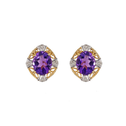 Amethyst Stud Earring 14K Gold