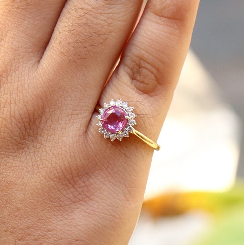 Pink Sapphire Engagement Ring Gold
